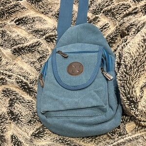 Blue Canvas Sling Bag